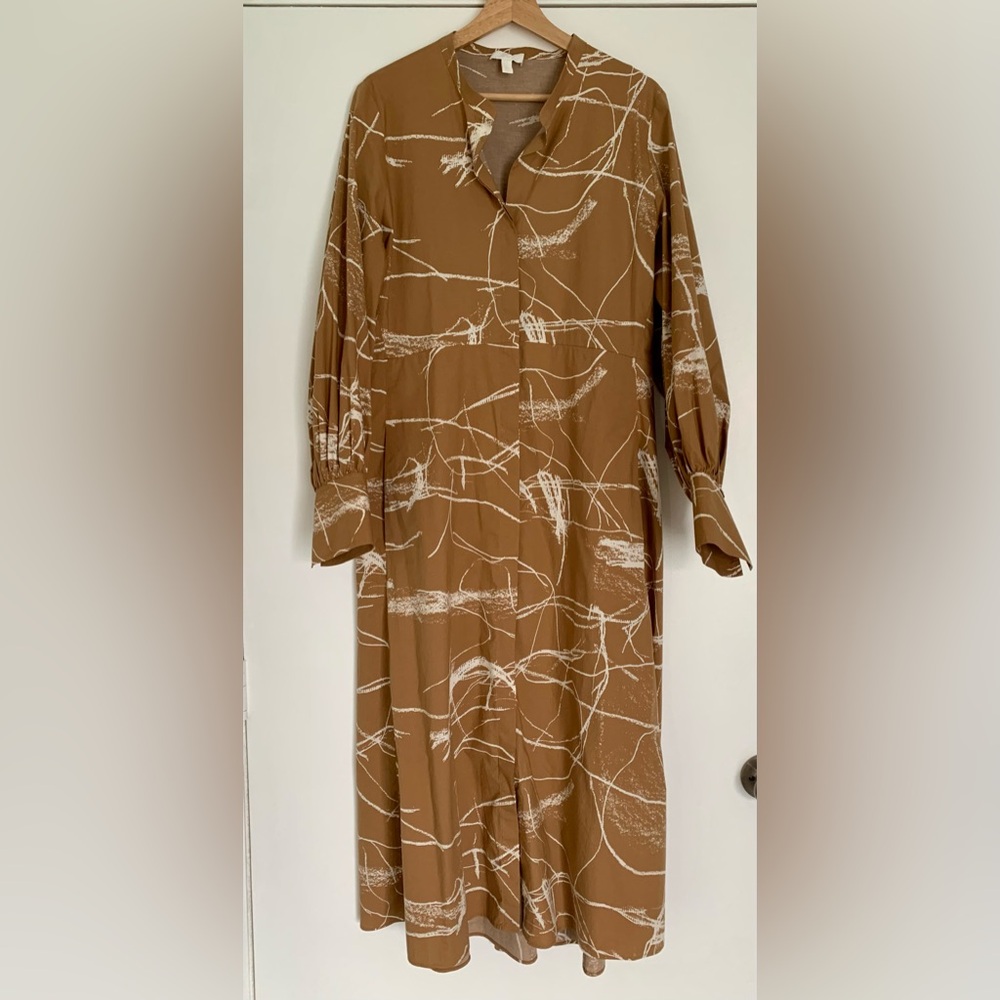 COS Long dress in khaki print size 12